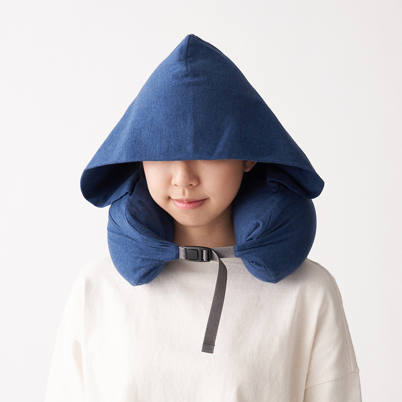 Multi Purpose Hooded Neck Cushion W 16 x L 64 cm Heather Navy