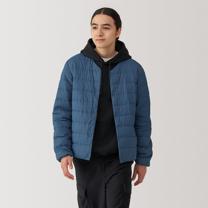 Collarless puffer jacket sales